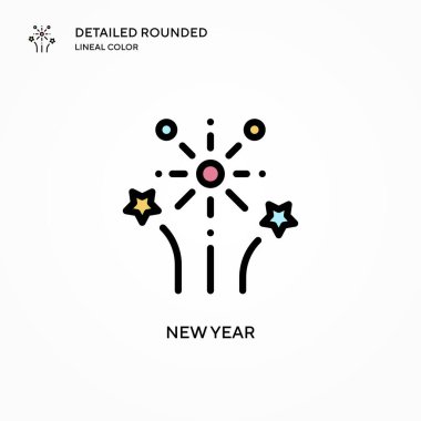Yeni yıl vektör simgesi. Modern vektör illüstrasyon kavramları. Düzenlemesi ve kişiselleştirmesi kolay.