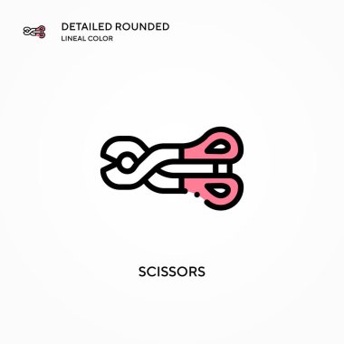 Makas vektör simgesi. Modern vektör illüstrasyon kavramları. Düzenlemesi ve kişiselleştirmesi kolay.