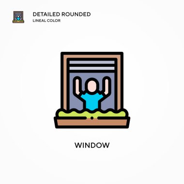 Pencere vektör simgesi. Modern vektör illüstrasyon kavramları. Düzenlemesi ve kişiselleştirmesi kolay.