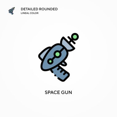 Uzay silahı vektör simgesi. Modern vektör illüstrasyon kavramları. Düzenlemesi ve kişiselleştirmesi kolay.