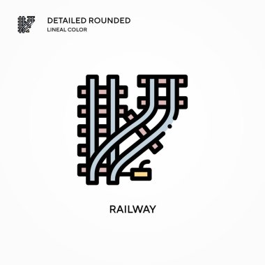 Demiryolu vektör simgesi. Modern vektör illüstrasyon kavramları. Düzenlemesi ve kişiselleştirmesi kolay.