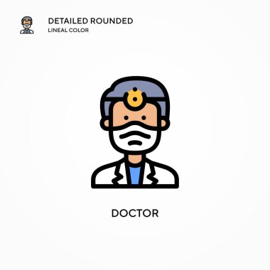 Doktor vektör simgesi. Modern vektör illüstrasyon kavramları. Düzenlemesi ve kişiselleştirmesi kolay.