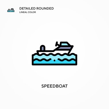 Sürat teknesi vektör simgesi. Modern vektör illüstrasyon kavramları. Düzenlemesi ve kişiselleştirmesi kolay.