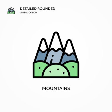 Dağlar vektör simgesi. Modern vektör illüstrasyon kavramları. Düzenlemesi ve kişiselleştirmesi kolay.