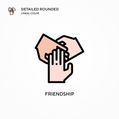 Dostluk vektör simgesi. Modern vektör illüstrasyon kavramları. Düzenlemesi ve kişiselleştirmesi kolay.