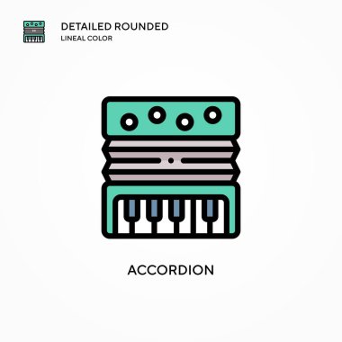 Akordiyon vektör simgesi. Modern vektör illüstrasyon kavramları. Düzenlemesi ve kişiselleştirmesi kolay.