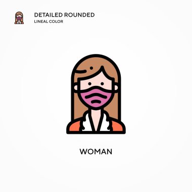 Kadın vektör simgesi. Modern vektör illüstrasyon kavramları. Düzenlemesi ve kişiselleştirmesi kolay.