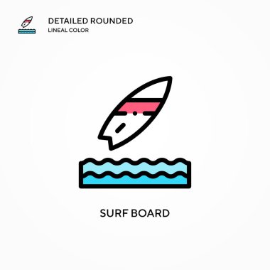 Sörf tahtası vektör simgesi. Modern vektör illüstrasyon kavramları. Düzenlemesi ve kişiselleştirmesi kolay.