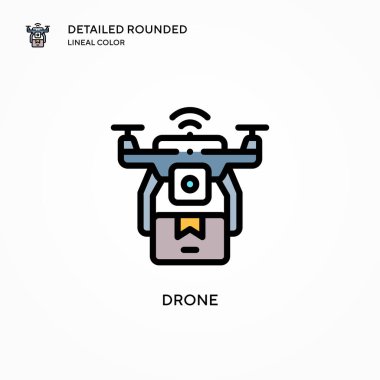 Drone vektör simgesi. Modern vektör illüstrasyon kavramları. Düzenlemesi ve kişiselleştirmesi kolay.