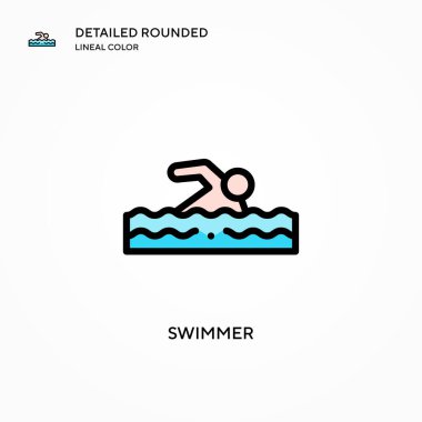 Yüzücü vektör simgesi. Modern vektör illüstrasyon kavramları. Düzenlemesi ve kişiselleştirmesi kolay.