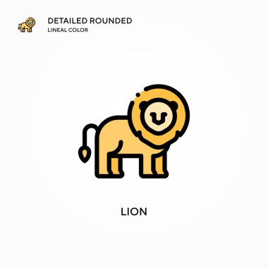Aslan vektör simgesi. Modern vektör illüstrasyon kavramları. Düzenlemesi ve kişiselleştirmesi kolay.