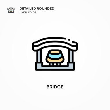 Köprü vektör simgesi. Modern vektör illüstrasyon kavramları. Düzenlemesi ve kişiselleştirmesi kolay.