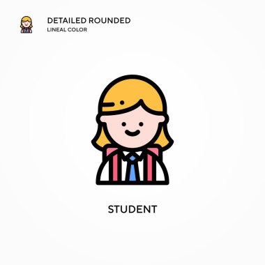 Öğrenci vektör simgesi. Modern vektör illüstrasyon kavramları. Düzenlemesi ve kişiselleştirmesi kolay.