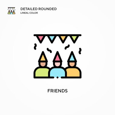 Arkadaş vektör simgesi. Modern vektör illüstrasyon kavramları. Düzenlemesi ve kişiselleştirmesi kolay.