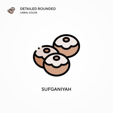 Sufganiyah vektör ikonu. Modern vektör illüstrasyon kavramları. Düzenlemesi ve kişiselleştirmesi kolay.