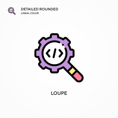 Loupe vektör simgesi. Modern vektör illüstrasyon kavramları. Düzenlemesi ve kişiselleştirmesi kolay.