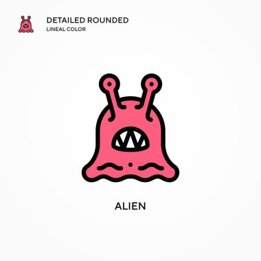 Uzaylı vektör simgesi. Modern vektör illüstrasyon kavramları. Düzenlemesi ve kişiselleştirmesi kolay.