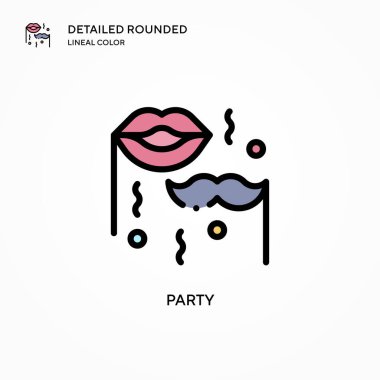 Parti vektör simgesi. Modern vektör illüstrasyon kavramları. Düzenlemesi ve kişiselleştirmesi kolay.