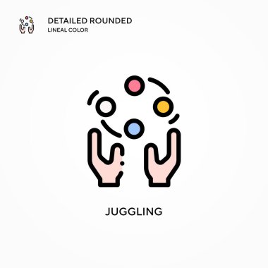 Vektör simgesi jonglörlüğü. Modern vektör illüstrasyon kavramları. Düzenlemesi ve kişiselleştirmesi kolay.