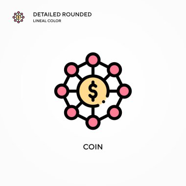 Sikke vektör simgesi. Modern vektör illüstrasyon kavramları. Düzenlemesi ve kişiselleştirmesi kolay.