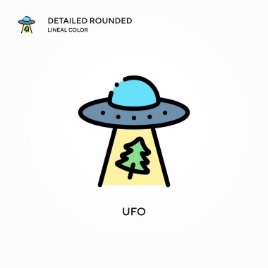 Ufo vektör simgesi. Modern vektör illüstrasyon kavramları. Düzenlemesi ve kişiselleştirmesi kolay.