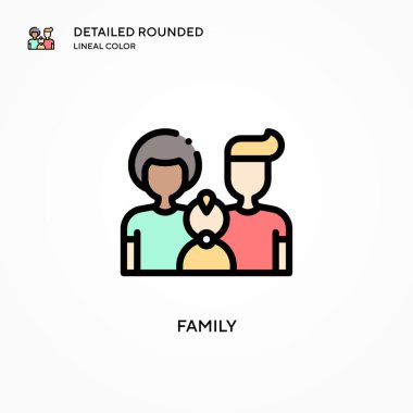 Aile vektör simgesi. Modern vektör illüstrasyon kavramları. Düzenlemesi ve kişiselleştirmesi kolay.