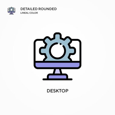 Masaüstü vektör simgesi. Modern vektör illüstrasyon kavramları. Düzenlemesi ve kişiselleştirmesi kolay.