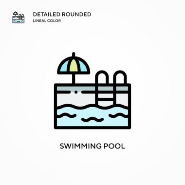 Yüzme havuzu vektör simgesi. Modern vektör illüstrasyon kavramları. Düzenlemesi ve kişiselleştirmesi kolay.