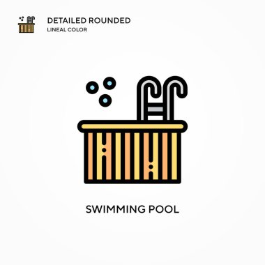 Yüzme havuzu vektör simgesi. Modern vektör illüstrasyon kavramları. Düzenlemesi ve kişiselleştirmesi kolay.