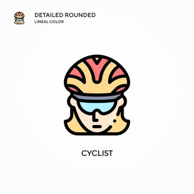 Bisikletçi vektör simgesi. Modern vektör illüstrasyon kavramları. Düzenlemesi ve kişiselleştirmesi kolay.