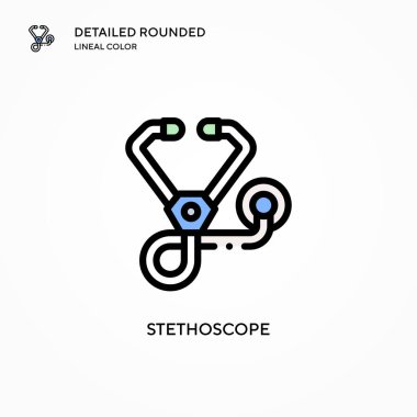 Stetoskop vektör ikonu. Modern vektör illüstrasyon kavramları. Düzenlemesi ve kişiselleştirmesi kolay.