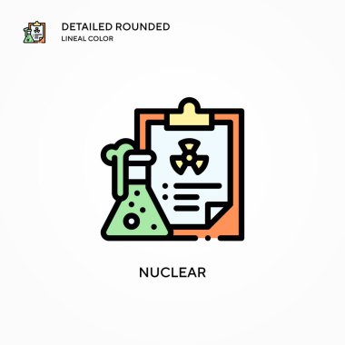 Nükleer vektör simgesi. Modern vektör illüstrasyon kavramları. Düzenlemesi ve kişiselleştirmesi kolay.
