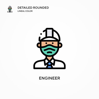 Mühendis vektör simgesi. Modern vektör illüstrasyon kavramları. Düzenlemesi ve kişiselleştirmesi kolay.