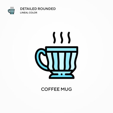 Kahve fincanı vektör ikonu. Modern vektör illüstrasyon kavramları. Düzenlemesi ve kişiselleştirmesi kolay.