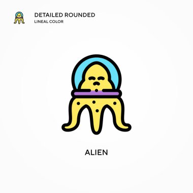Uzaylı vektör simgesi. Modern vektör illüstrasyon kavramları. Düzenlemesi ve kişiselleştirmesi kolay.