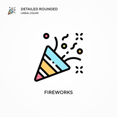 Havai fişek vektör simgesi. Modern vektör illüstrasyon kavramları. Düzenlemesi ve kişiselleştirmesi kolay.