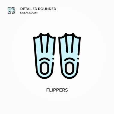 Flippers vektör simgesi. Modern vektör illüstrasyon kavramları. Düzenlemesi ve kişiselleştirmesi kolay.