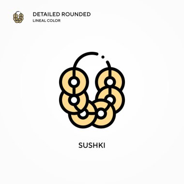 Sushki vektör simgesi. Modern vektör illüstrasyon kavramları. Düzenlemesi ve kişiselleştirmesi kolay.
