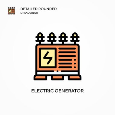 Elektrik jeneratörü vektör simgesi. Modern vektör illüstrasyon kavramları. Düzenlemesi ve kişiselleştirmesi kolay.
