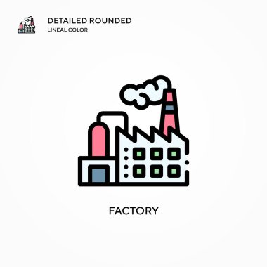 Fabrika vektör simgesi. Modern vektör illüstrasyon kavramları. Düzenlemesi ve kişiselleştirmesi kolay.