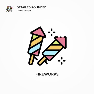 Havai fişek vektör simgesi. Modern vektör illüstrasyon kavramları. Düzenlemesi ve kişiselleştirmesi kolay.