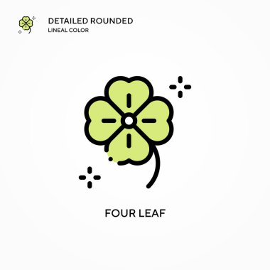 Dört yapraklı vektör simgesi. Modern vektör illüstrasyon kavramları. Düzenlemesi ve kişiselleştirmesi kolay.