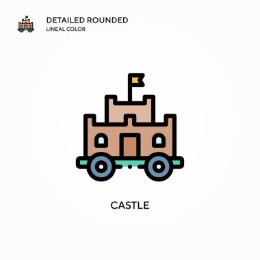 Castle vektör simgesi. Modern vektör illüstrasyon kavramları. Düzenlemesi ve kişiselleştirmesi kolay.