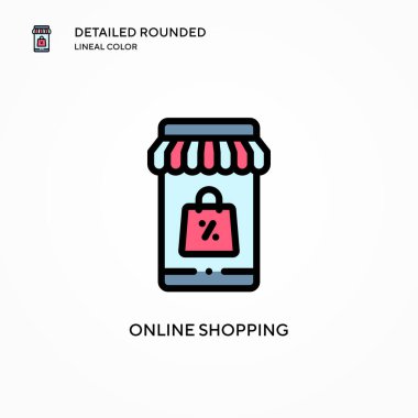Çevrimiçi alışveriş vektör simgesi. Modern vektör illüstrasyon kavramları. Düzenlemesi ve kişiselleştirmesi kolay.