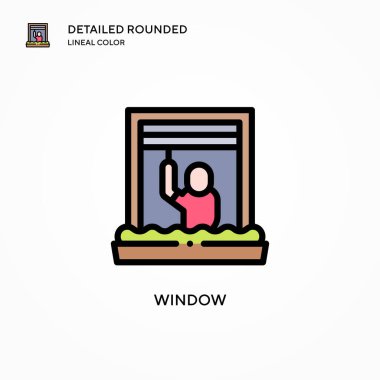 Pencere vektör simgesi. Modern vektör illüstrasyon kavramları. Düzenlemesi ve kişiselleştirmesi kolay.