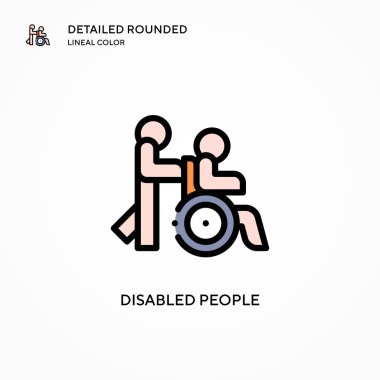 Engelli insanlar vektör simgesi. Modern vektör illüstrasyon kavramları. Düzenlemesi ve kişiselleştirmesi kolay.