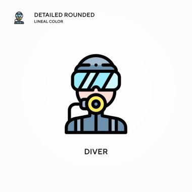 Dalgıç vektör simgesi. Modern vektör illüstrasyon kavramları. Düzenlemesi ve kişiselleştirmesi kolay.