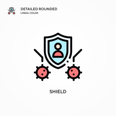 Kalkan vektör simgesi. Modern vektör illüstrasyon kavramları. Düzenlemesi ve kişiselleştirmesi kolay.