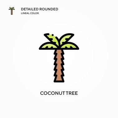 Hindistan cevizi ağacı vektör simgesi. Modern vektör illüstrasyon kavramları. Düzenlemesi ve kişiselleştirmesi kolay.