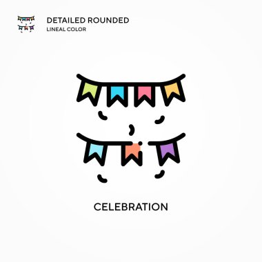 Kutlama vektör simgesi. Modern vektör illüstrasyon kavramları. Düzenlemesi ve kişiselleştirmesi kolay.